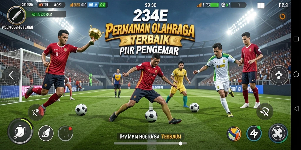 Screenshot utama 234E menampilkan aksi seru dalam permainan olahraga.