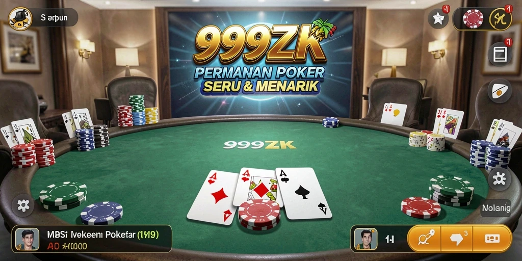 Tampilan gameplay seru di 999ZK saat bermain Poker.