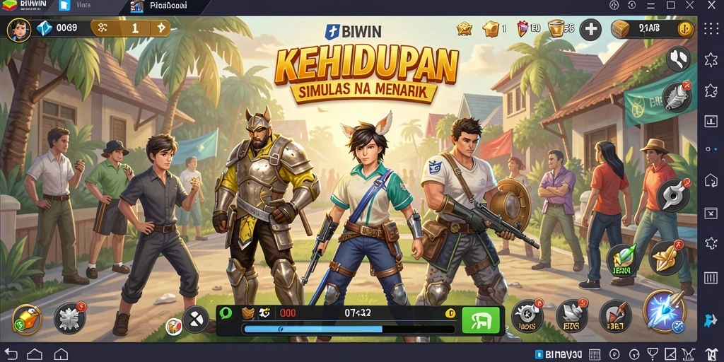 Screenshot gameplay yang menunjukkan interaksi sosial karakter dalam BIWIN.