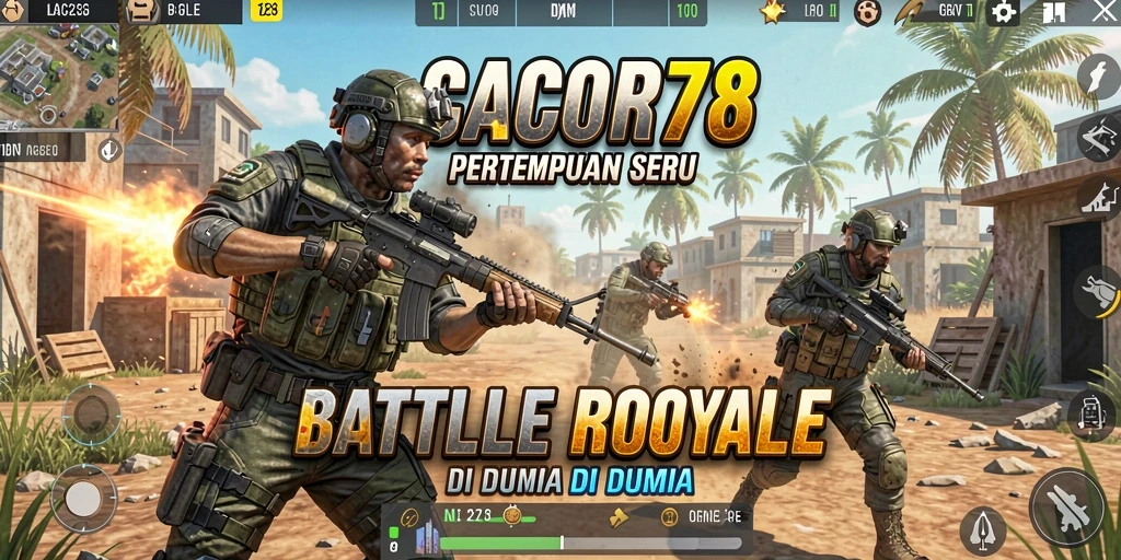 Screenshot gameplay CACOR78 menampilkan aksi pertempuran intens di arena Battle Royale.