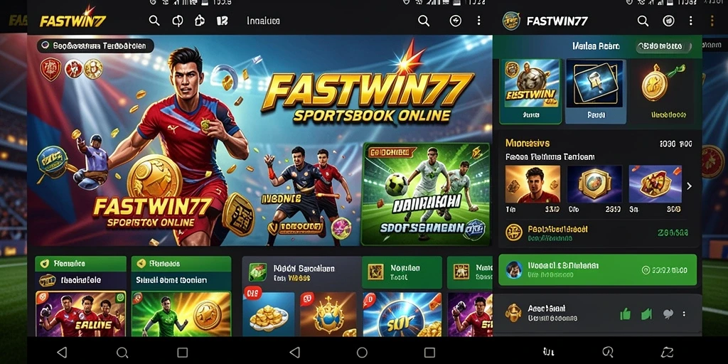 Tampilan menarik aplikasi FASTWIN77 dengan gameplay taruhan olahraga.