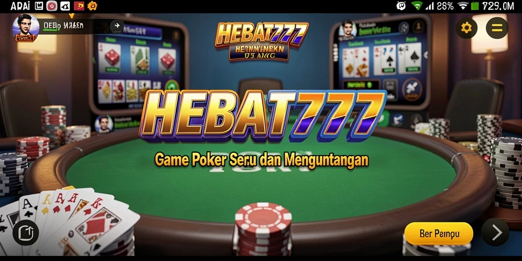 Gameplay seru HEBAT777 dalam permainan Poker online.