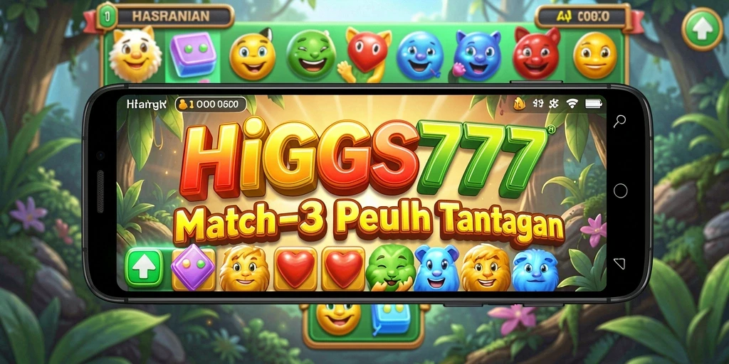 Tampilan gameplay HIGGS777 yang ceria dan penuh warna.