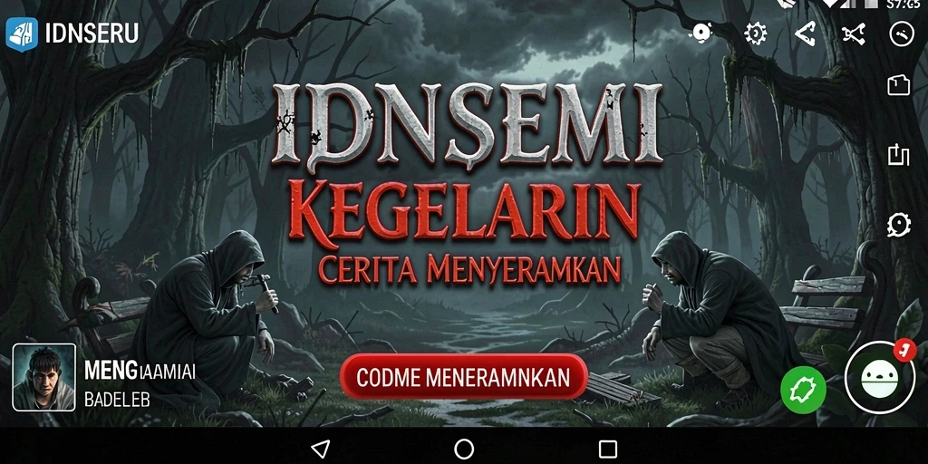 Gameplay menyeramkan IDNSERU dengan suasana gelap dan menakutkan.