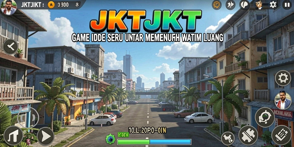 Tangkapan layar utama JKTJKT menunjukkan karakter dalam gameplay Idle yang menarik.