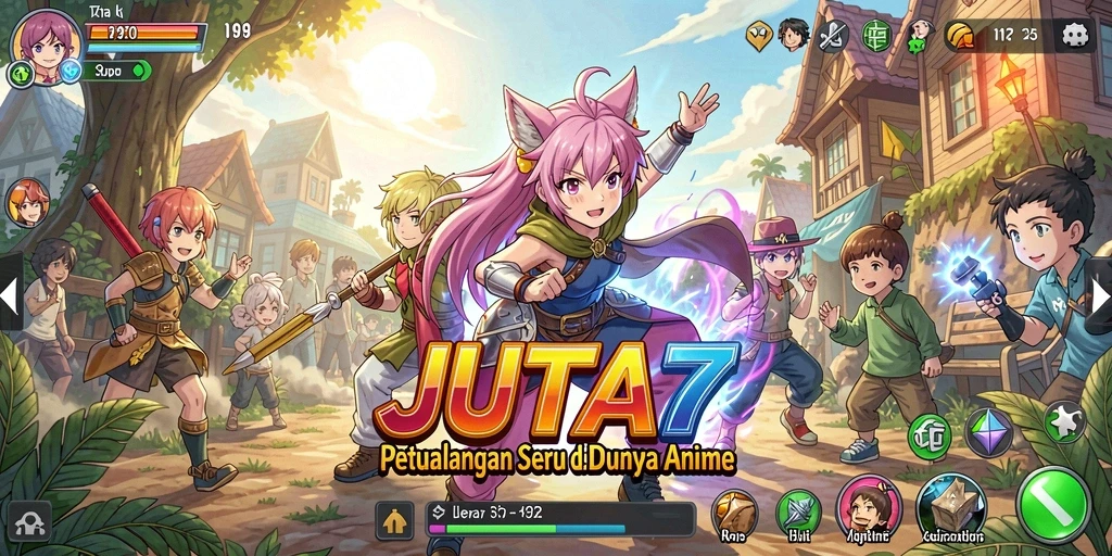 Tampilan menarik dari gameplay <strong>JUTA7</strong> dengan karakter Anime yang hidup.