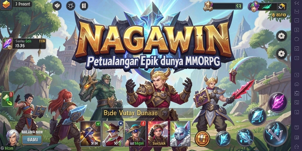 Screenshot gameplay NAGAWIN yang menampilkan pertarungan seru di dunia MMORPG.