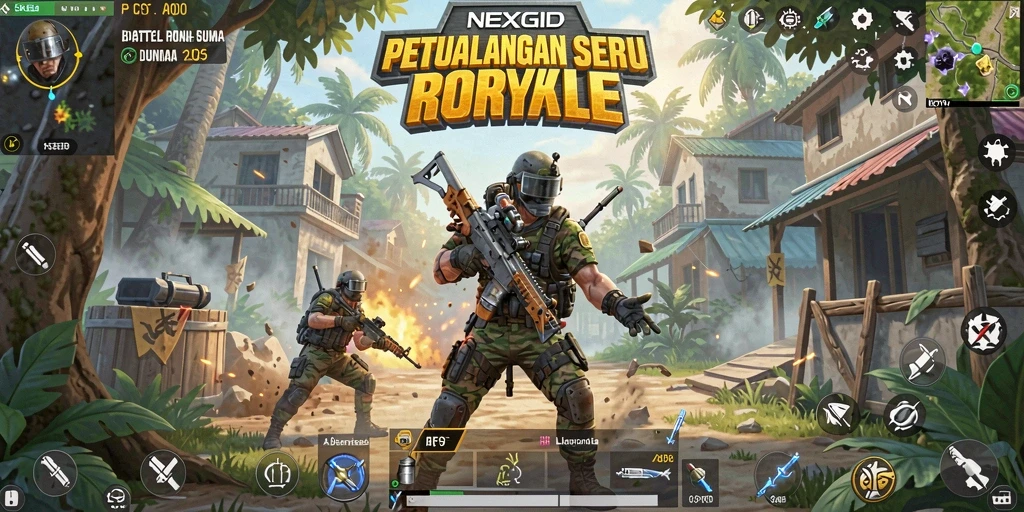 Screenshot gameplay NEXGID yang menunjukkan aksi pertempuran mendebarkan.