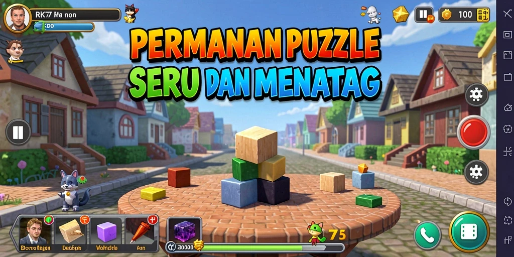 Tampilan gameplay dari RK77 yang menampilkan berbagai teka-teki menarik.