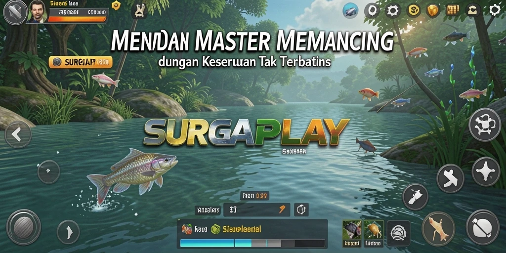Pemancing sedang menyusuri sungai dengan berbagai alat pancing.