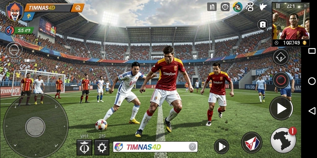 Tampilan utama gameplay TIMNAS4D dengan aksi sepak bola yang mendebarkan.