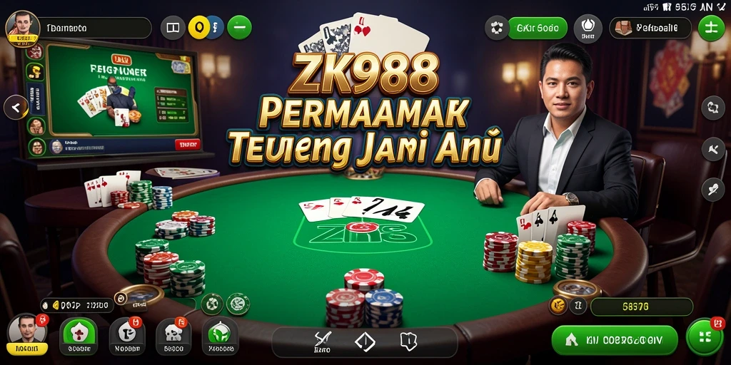Tampilan gameplay Poker yang mendebarkan di ZK988.